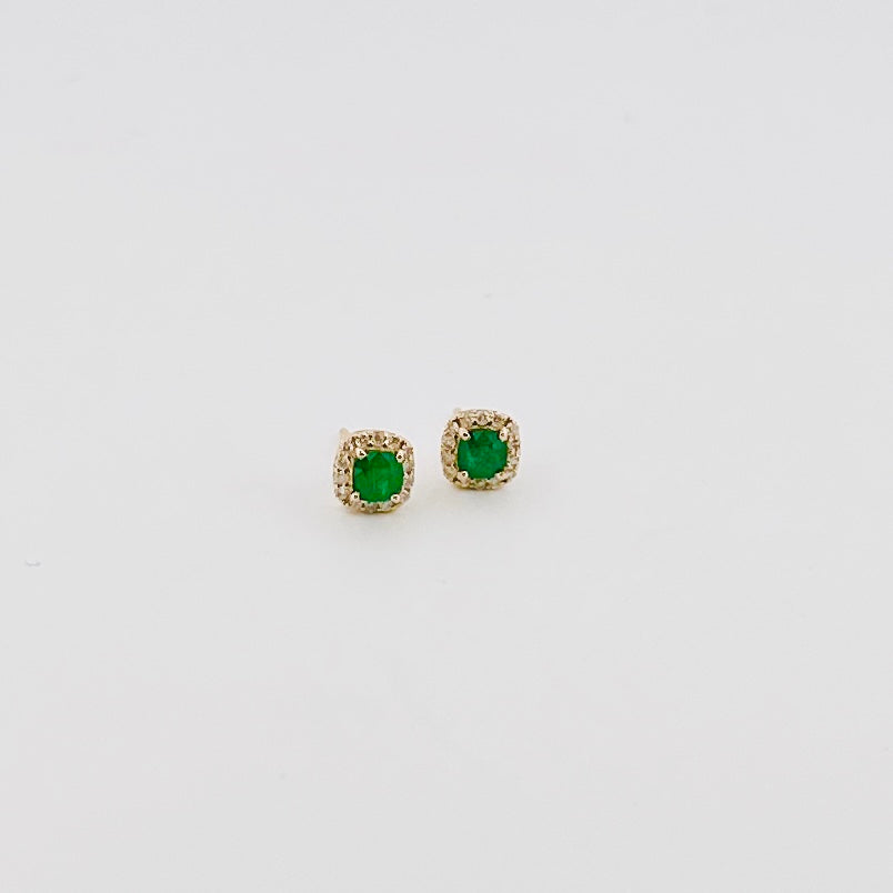 Aretes de ORO con Esmeralda y Diamantes