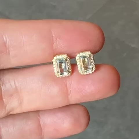 Aretes de ORO amarillo con Aguamarina $490 dlls