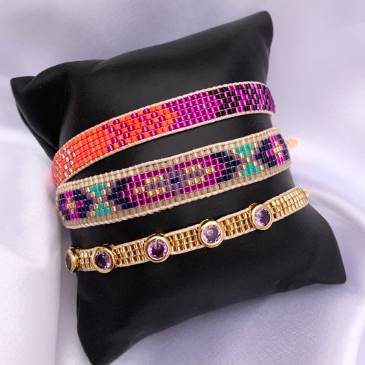 GOLDEN/HOT PINK bracelet set