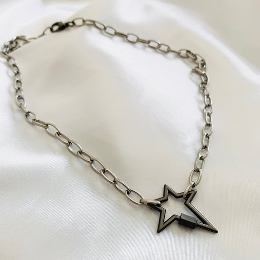 Cadena de ACERO con candado de ESTRELLA NEGRA