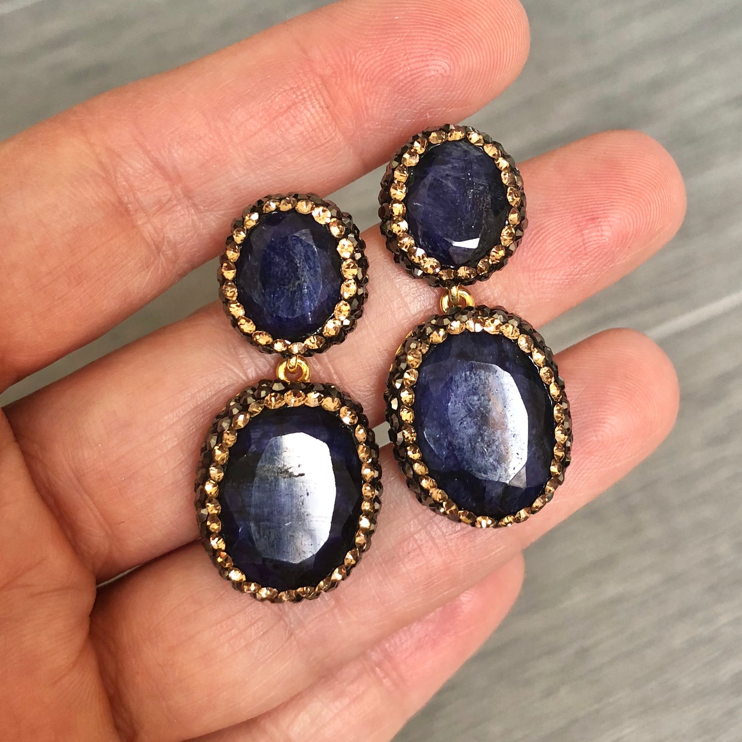 Aretes TURCOS de plata .925 DOBLES de PIEDRAS NATURALES