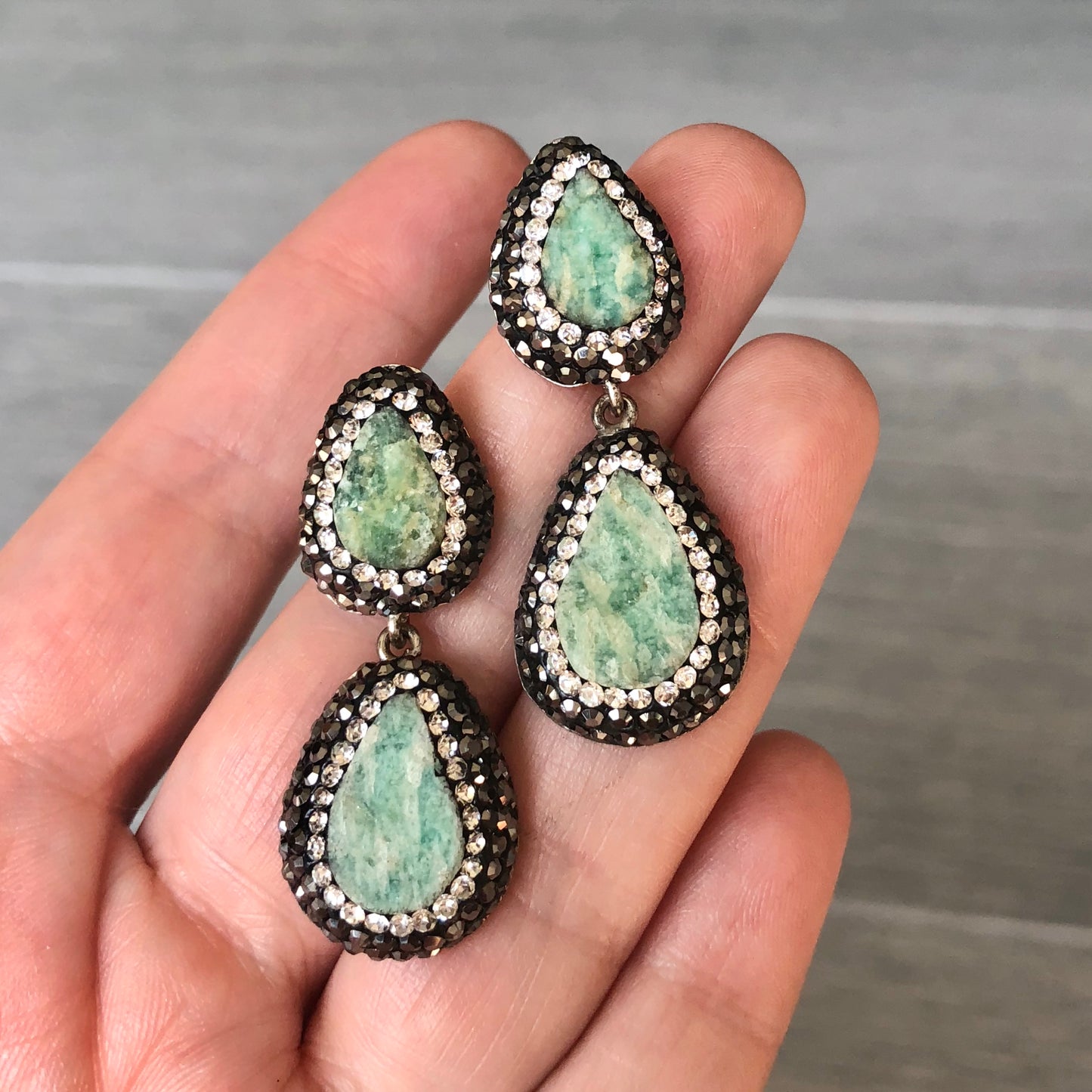 Aretes TURCOS de plata .925 DOBLES de PIEDRAS NATURALES