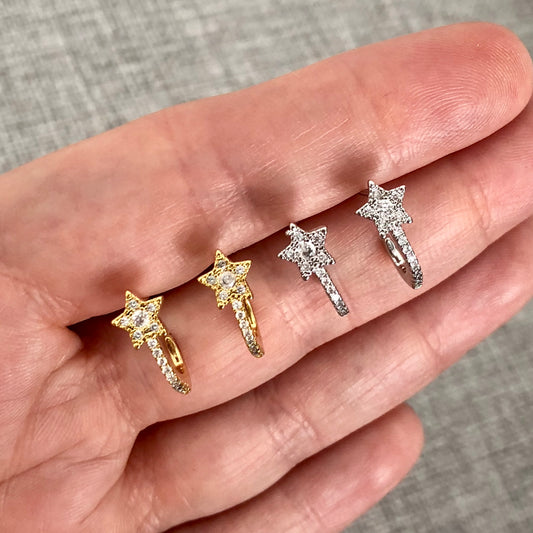 Arete media Arracada de plata .925 con ESTRELLITA