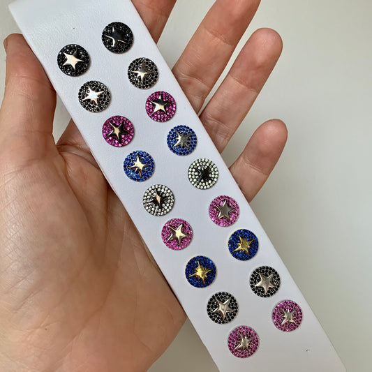 Aretes de CIRCULO cubierto con ZIRCONIAS y con ESTRELLA