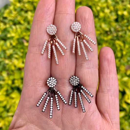 Aretes de PLATA tipo EAR JACKET con Picos y ZIRCONIAS