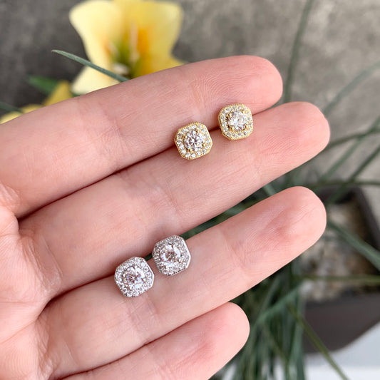 Arete (Broquel) CUADRADO con zirconias