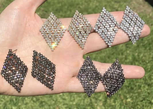 Aretes de RODIO con ZIRCONIAS de rombo