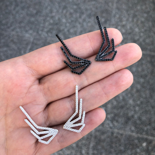 Arete de plata .925 de ALAS GEOMETRICAS con ZIRCONIAS
