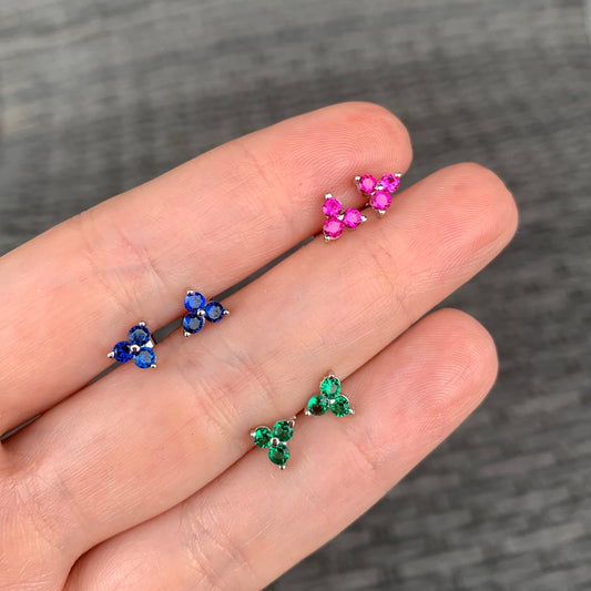 Aretes de FLORECITA con ZIRCONIAS de COLOR