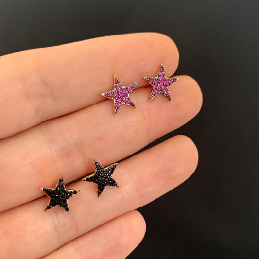 Aretes de ESTRELLA con zirconias de COLOR