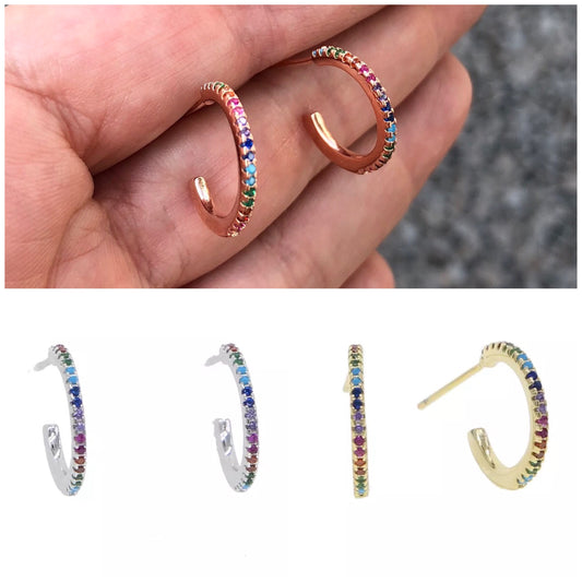 Arracada de PLATA con zirconias de COLORES