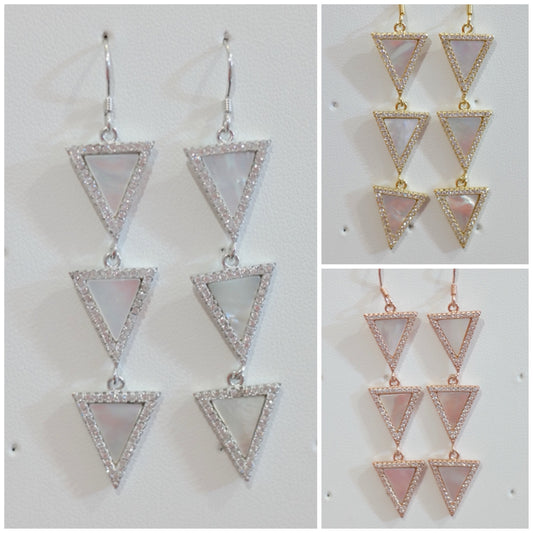 Aretes de Madre Perla Triples