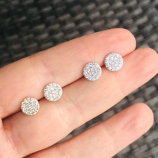Aretes de PLATA de CIRCULO cubiertos con ZIRCONIAS