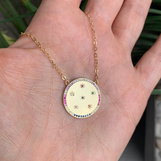 Cadenita CHOKER con PLACA y ESTRELLITAS RAINBOW