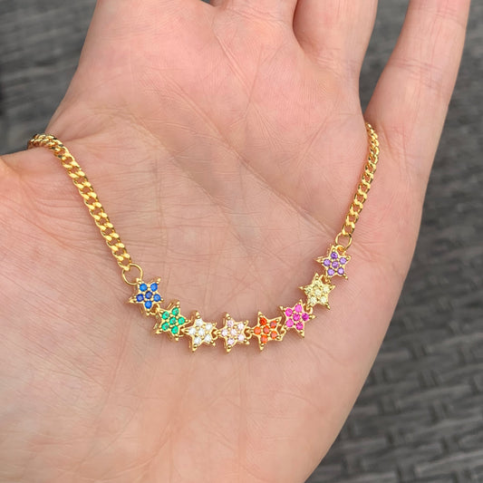 Cadenita CHOKER con ESTRELLITAS RAINBOW