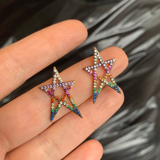 Aretes de ESTRELLA con ZIRCONIAS de COLORES