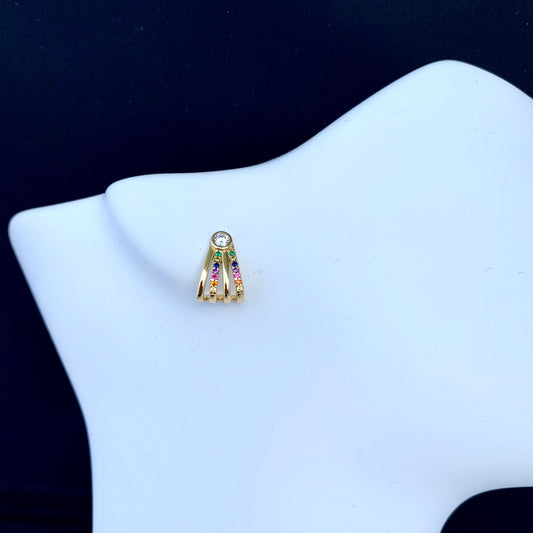 Arete de plata con LINEAS y ZIRCONIAS de colores