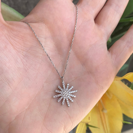 Cadenita de PLATA con ESTRELLA/SOL cubierta de ZIRCONIAS