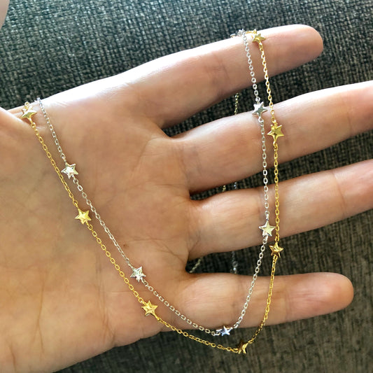 Cadenita CHOKER de plata con ESTRELLAS SEPARADAS