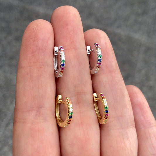 Arete arracada de PLATA con cristales de COLORES