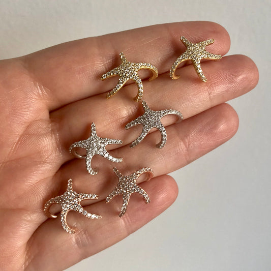 Arete de plata .925 de ESTRELLA DE MAR con zirconias