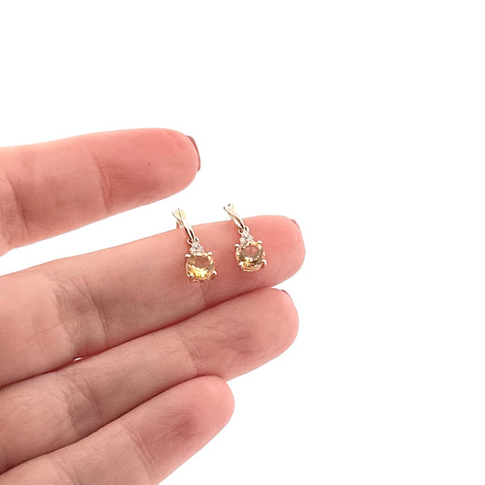 Aretes de ORO con Citrina