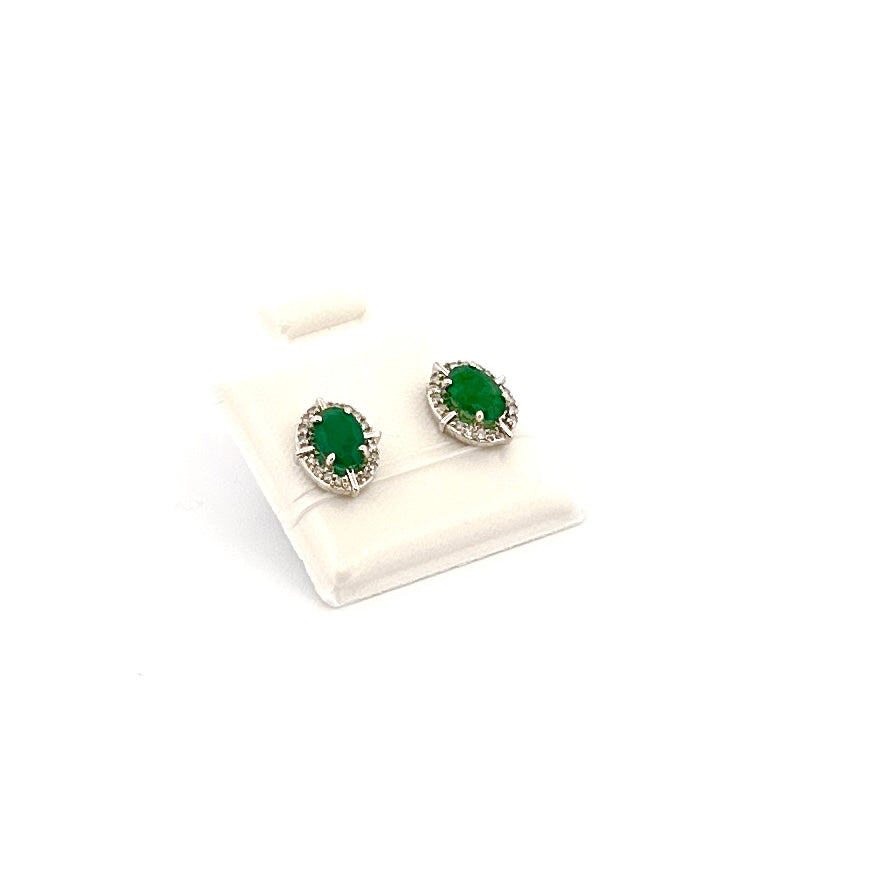 Aretes de ORO con Esmeralda y Diamantes