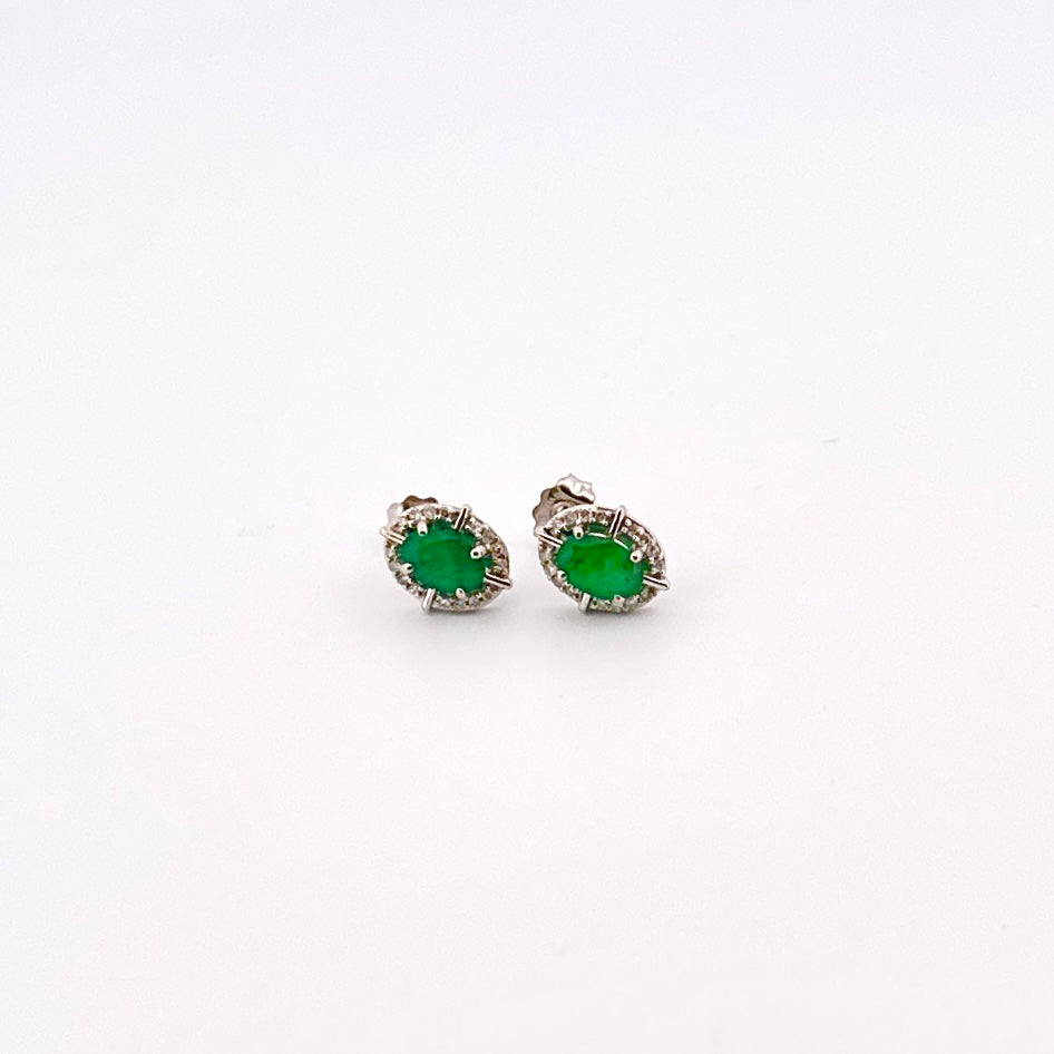 Aretes de ORO con Esmeralda y Diamantes