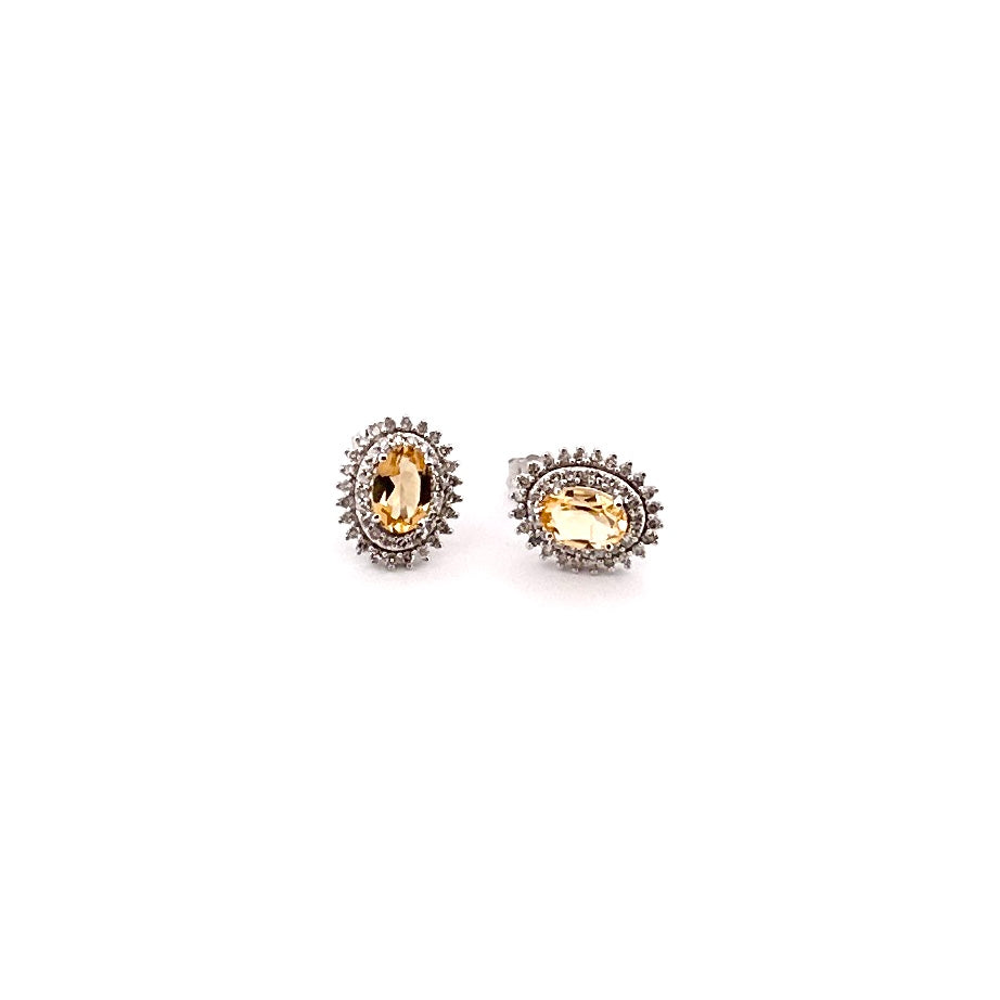 Aretes de ORO con Citrina y Diamantes