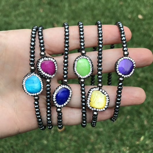 Pulseras de piedra HEMATITA con PIEDRA NATURAL DE COLORES