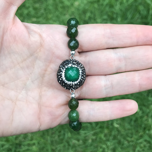 Pulseras de piedra JADE VERDE con DIJE DE AGATA